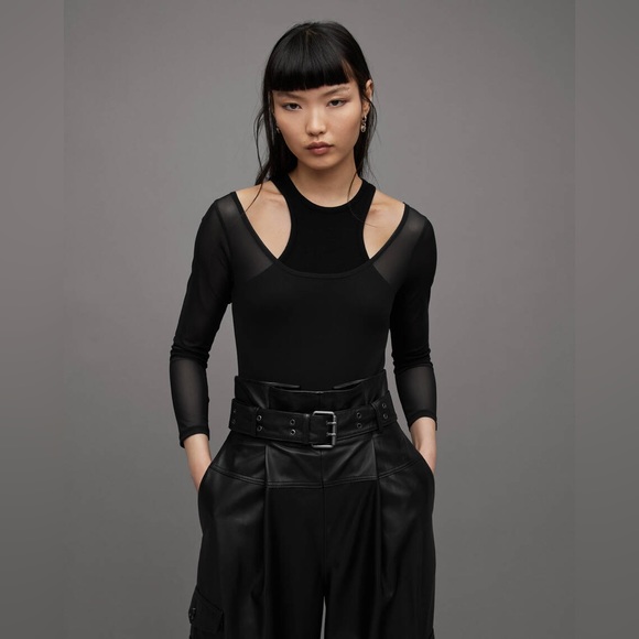 NWOT Nori Double Layered Racer Mesh Bodysuit Size 8 $99 - Picture 2 of 5